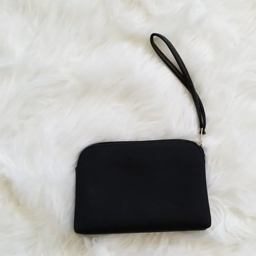 Swiss Wristlet Cosmetic Bag Black Zip Top